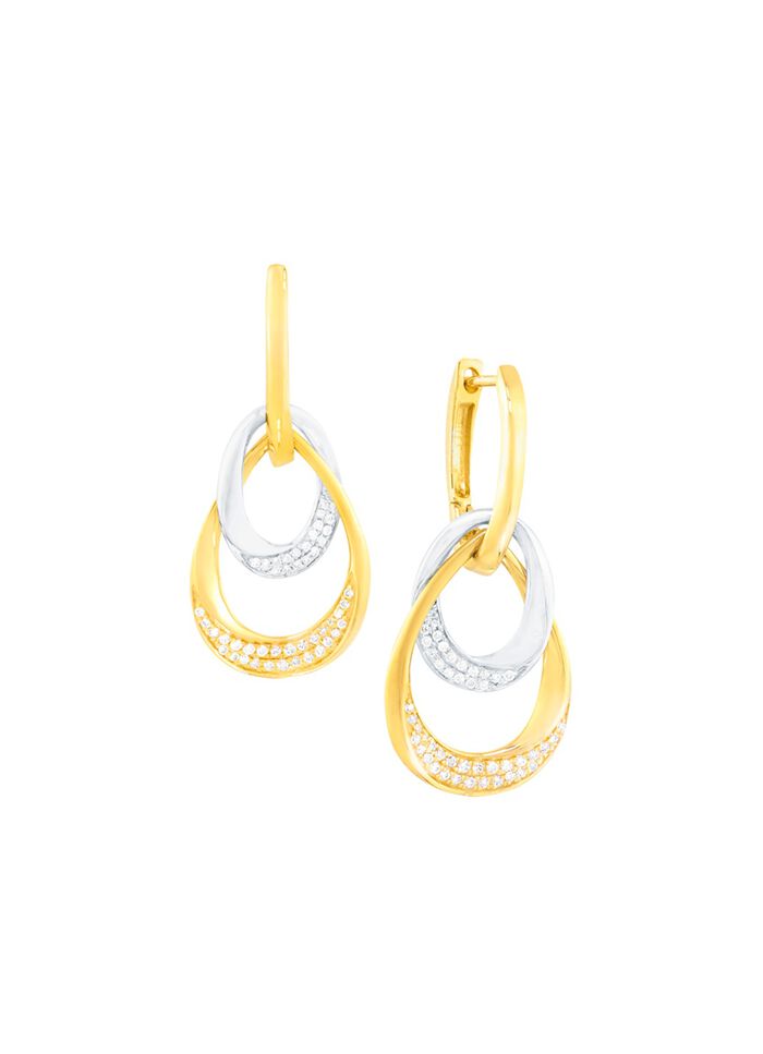 Elegante, tweekleurige oorbellen met 98 briljanten 