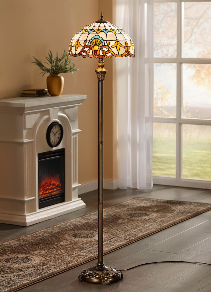 Tiffany staande lamp, met 2 lampen 