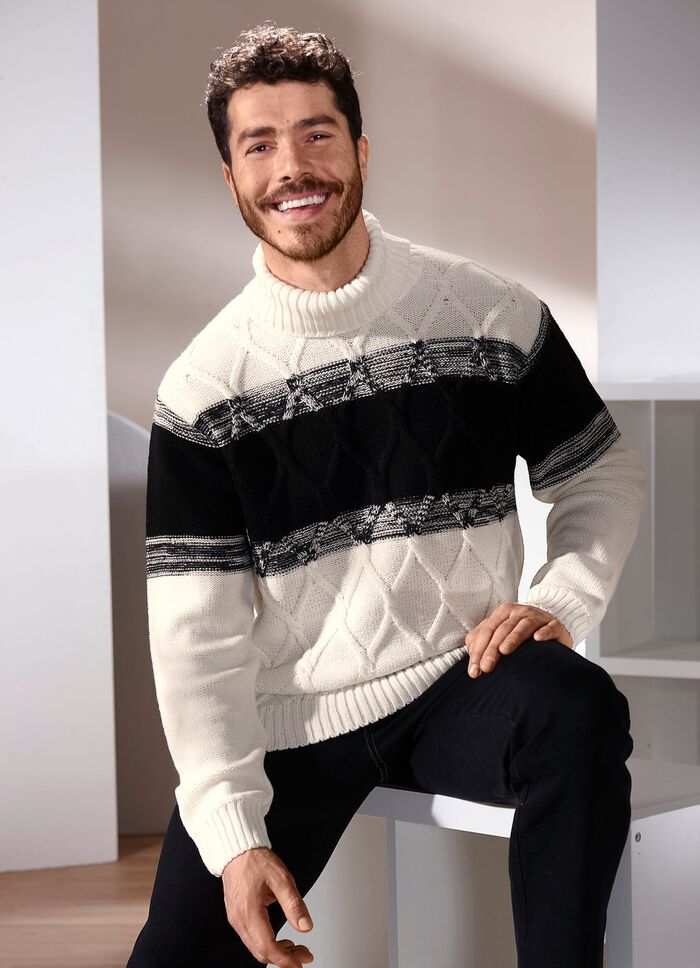 Kabelgebreide coltrui NATUURLIJKE ZWART