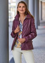 Lederen jas met opstaande/liggende kraag 