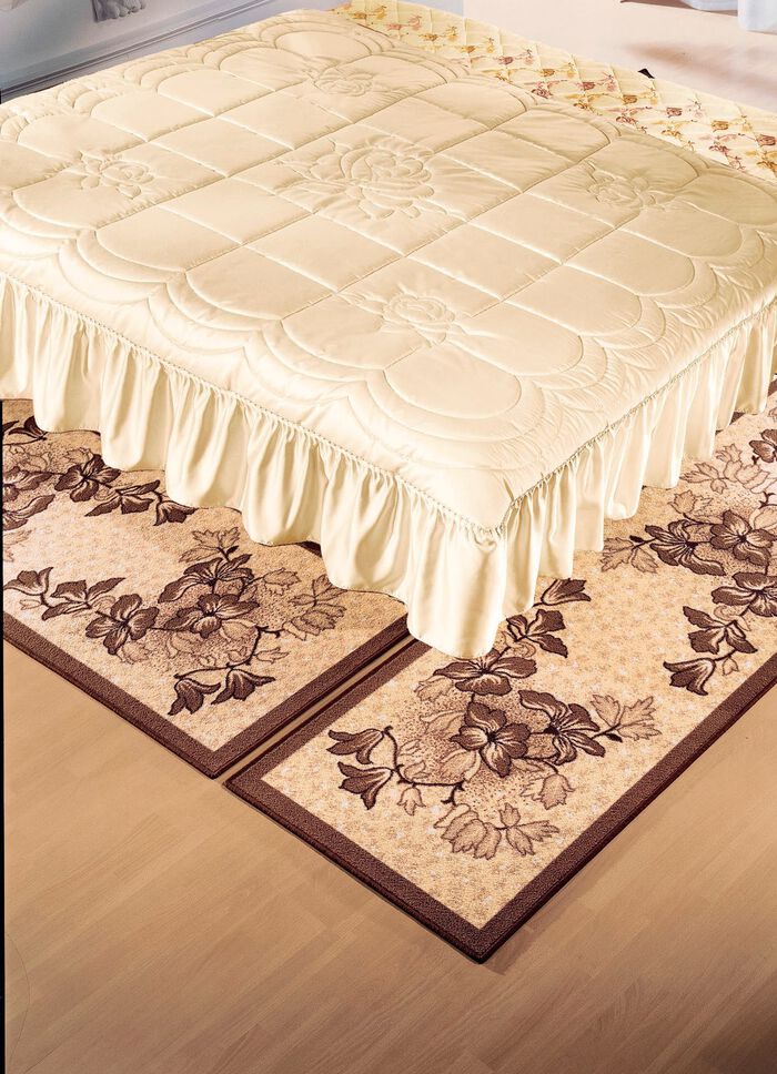 Bedframe met gecoate rug BEIGE