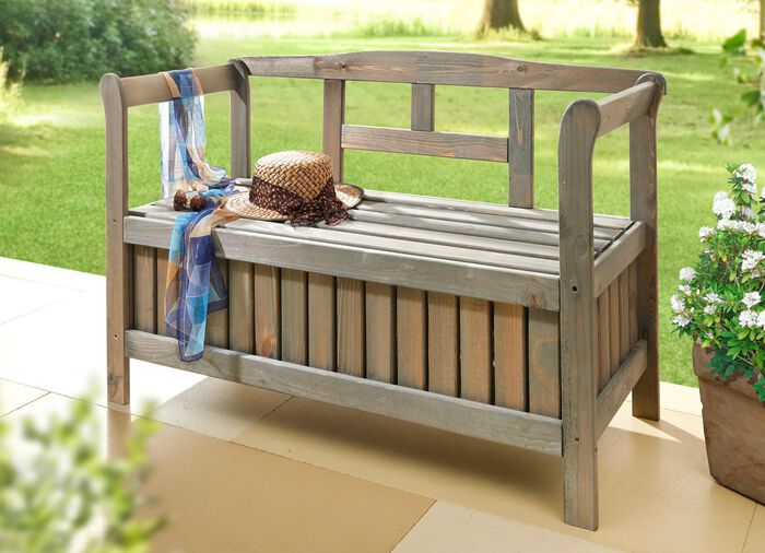 Praktische kistbank van grenenhout met groot opbergvak 