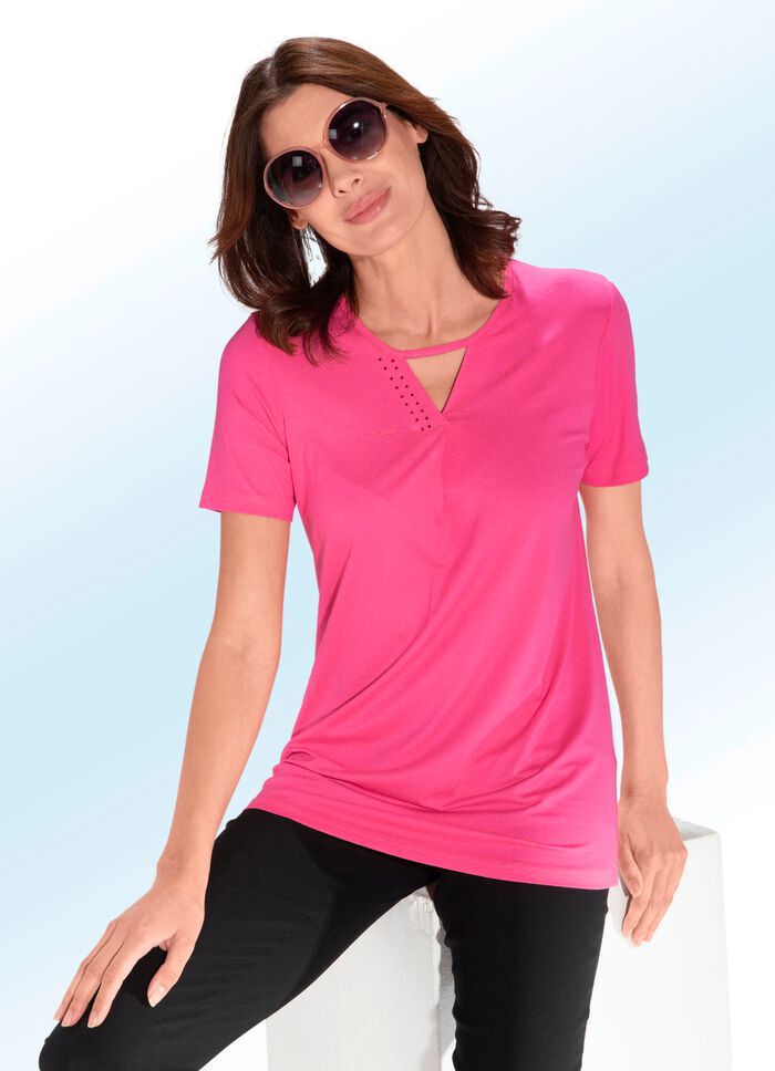 Shirt met strass-versiering in 2 kleuren ROZE