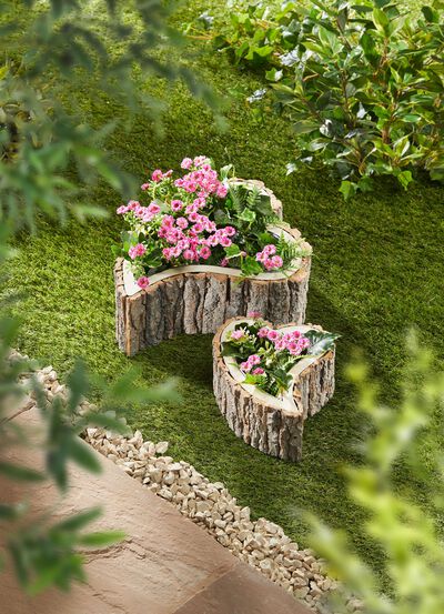 Houten plantenhartjes, set van 2  