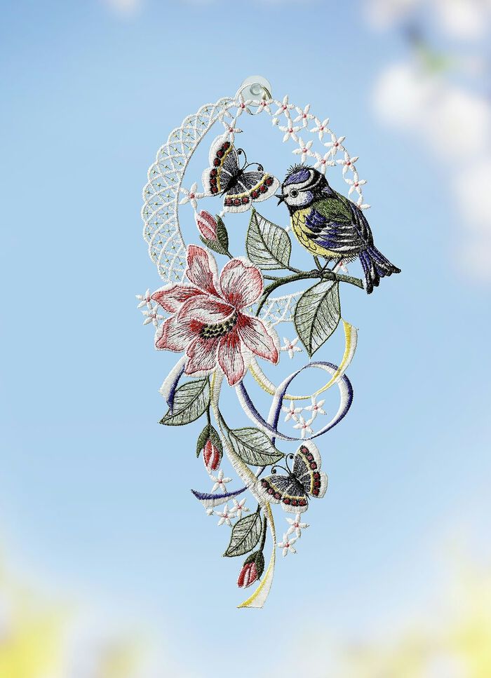 Raamhanger vogels met vlinders 