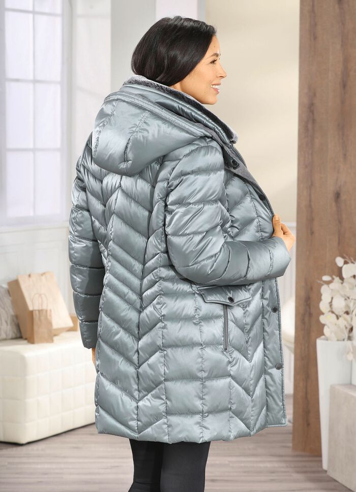 Jas met afneembare rand van imitatiebont op de kraag 