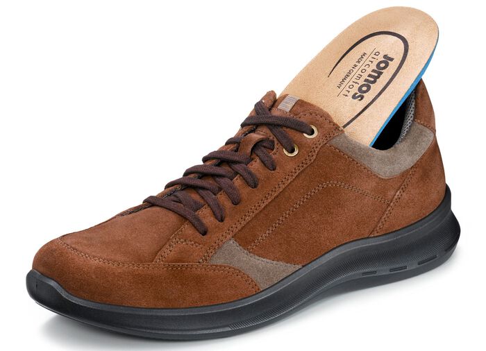 Veterschoen met moderne contrasterende inzetstukken COGNAC