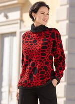 Trui met glitteraccenten ROOD-ZWART-ZILVER