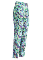 Enkellange broek met felgekleurde inkjetprint GROEN-BLAUW-BEIGE