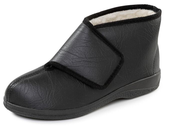 Gevoerde herenpantoffels, met nieuwe wol ZWART