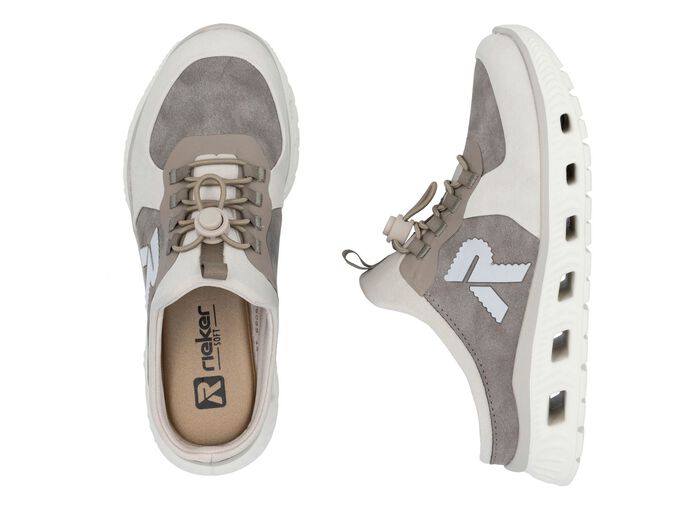 Rieker pantoffels met elastisch snelvetersysteem met stopper IJSGRIJS-GRAFIET