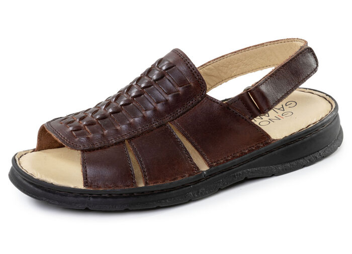 GINO GALANTE, lichte herensandalen, gemaakt van leer KASTANIE