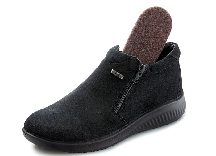 Ademende dameslaarzen, winterschoenen, breedte K, met rits ZWART