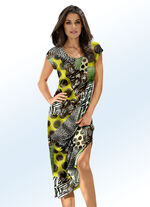 Klaus-modellen kleden zich met overlappende mouwen en inkjetprint 