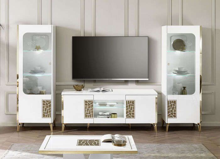 Meubelserie met LED-verlichting WIT-GOUD