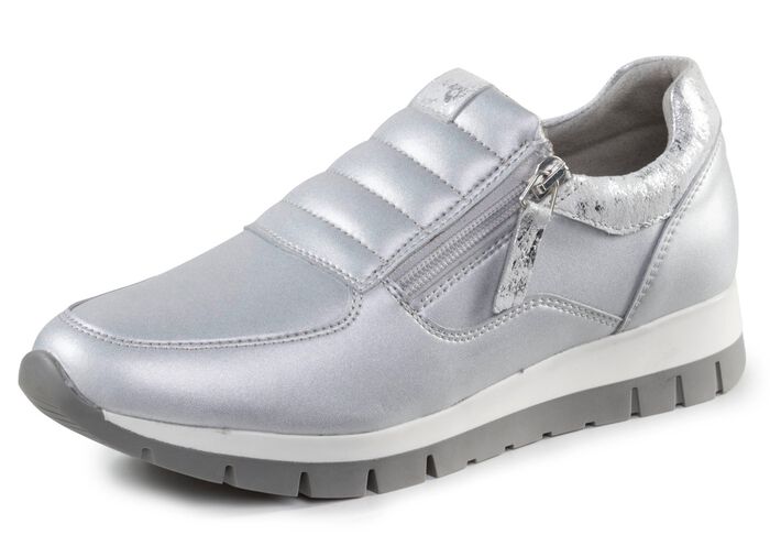 ELENA EDEN sneakers gemaakt van nappaleer en zilvergrijs su&egrave;de met reli&euml;f 