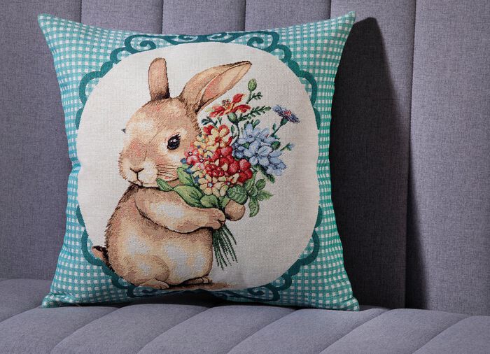 kussensloop met konijnenmotief 