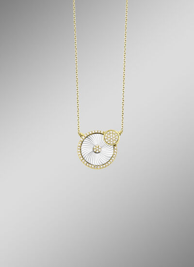 Tweekleurige zonnestralenketting met ankerketting 