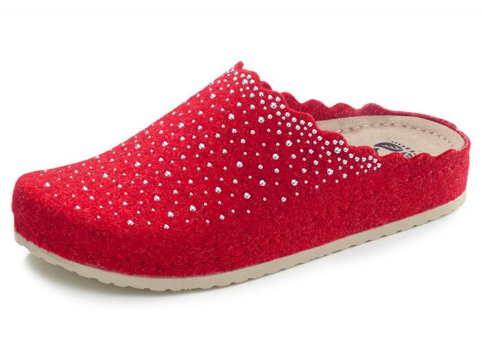 Slippers met brutale decoratieve klinknagels ROOD