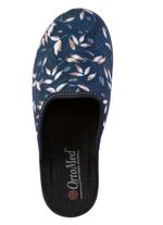 Set van 2 pantoffels van fluweelzacht, bedrukt textielmateriaal 1X BLAUW, 1X BORDEAUXROOD