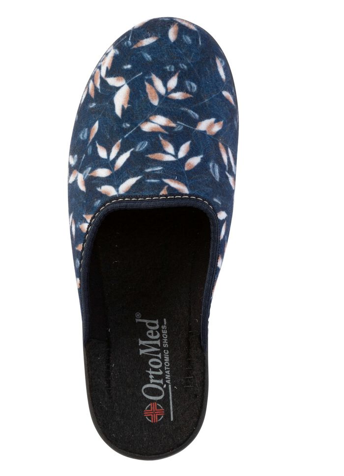 Set van 2 pantoffels van fluweelzacht, bedrukt textielmateriaal 1X BLAUW, 1X BORDEAUXROOD