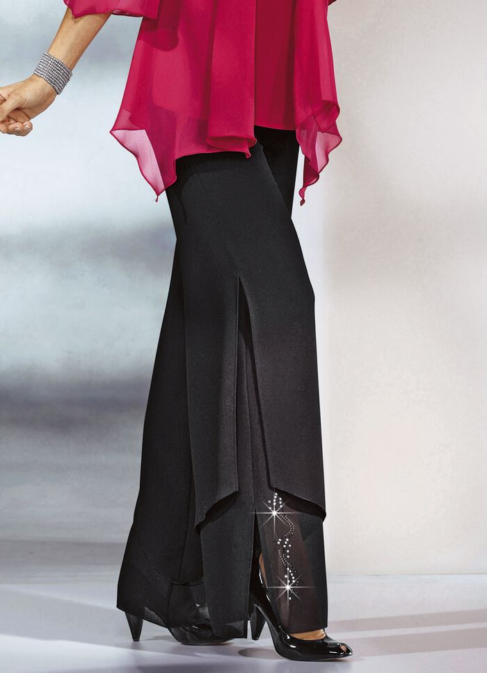 Dubbel gelaagde zwarte broek ZWART