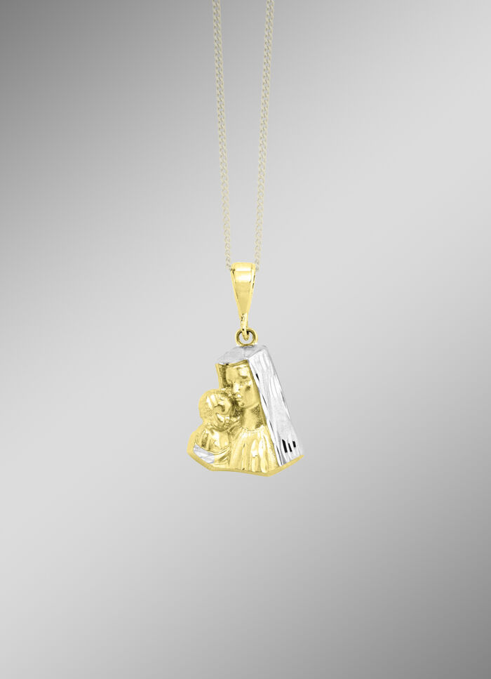 Hanger Heilige Maria en kindje Jezus in tweekleurig 