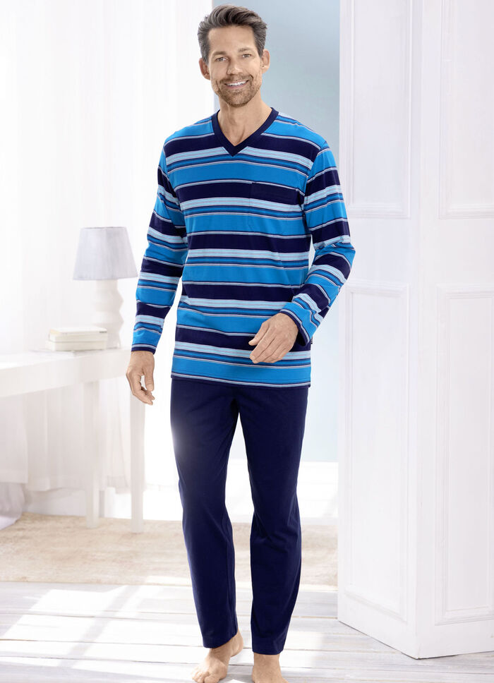 Tweepak pyjama&#39;s met V-hals en borstzakje 