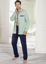 Pyjama, doorgeknoopt en open manchetten 