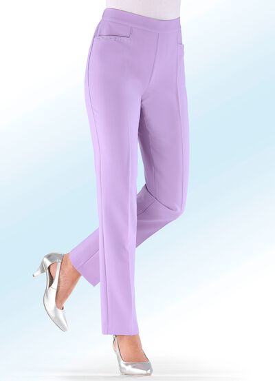 Broek met glinsterende kralen- en glittersteentjesversiering. 