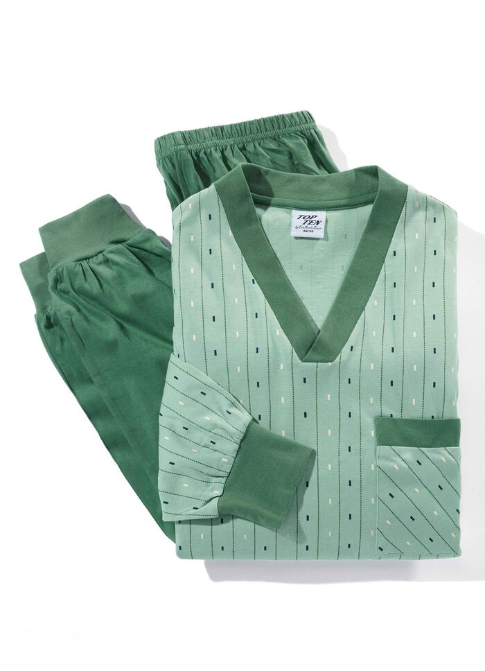 Pyjama met V-hals en boordjes 