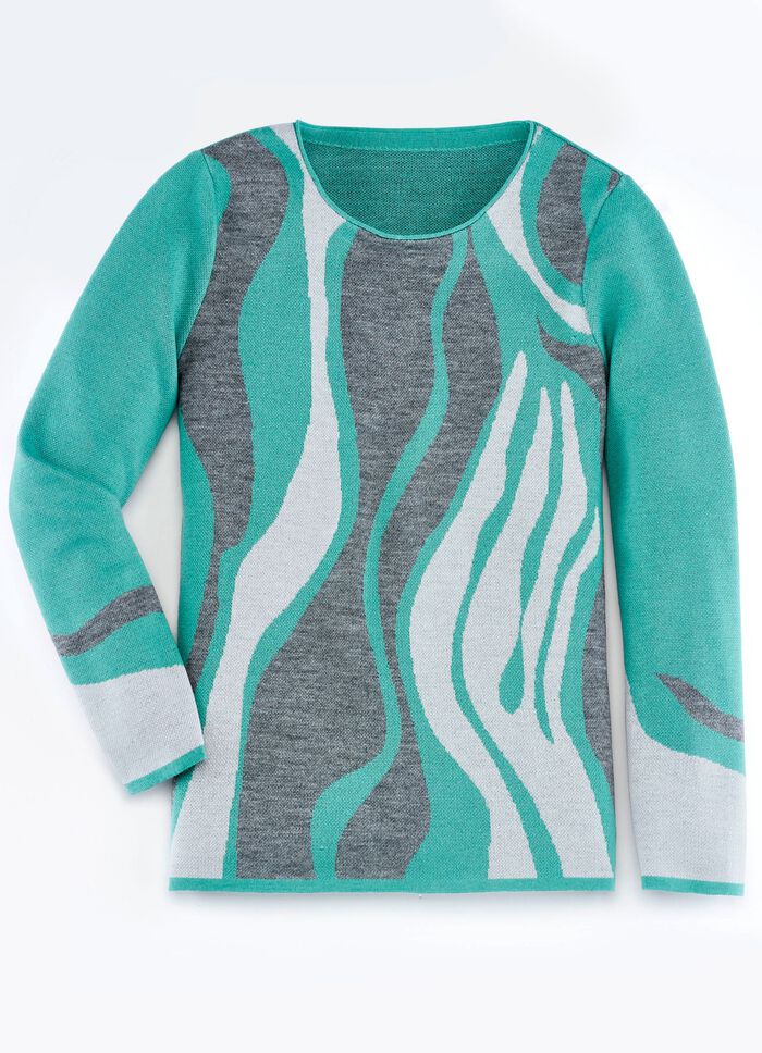 Trui met gem&ecirc;leerd effect JADEGROEN-GRIJS-LICHTGRIJS