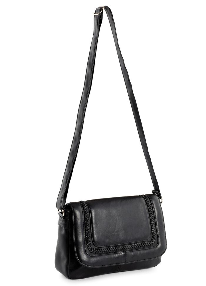 Tas met gevlochten rand ZWART