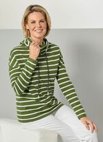 Mooi sweatshirt met garengeverfd gestreept patroon GROEN-WIT