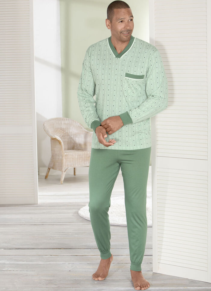 Pyjama met V-hals en manchetten LINDENGROEN