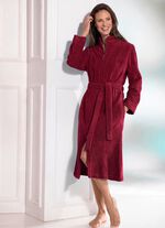 Kuitlange badjas met rits ROOD