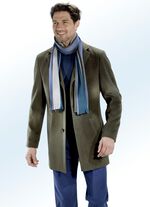 Korte mantel met paspelzakken OLIJF