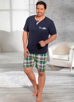 Babydoll met knoopsluiting, opgezet borstzakje en ruitjesdessin 