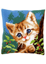 Borduurkussen kat met accessoires 