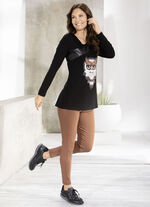 Overhemd met zwarte imitatie nappa leren inzet in 2 kleuren ZWART