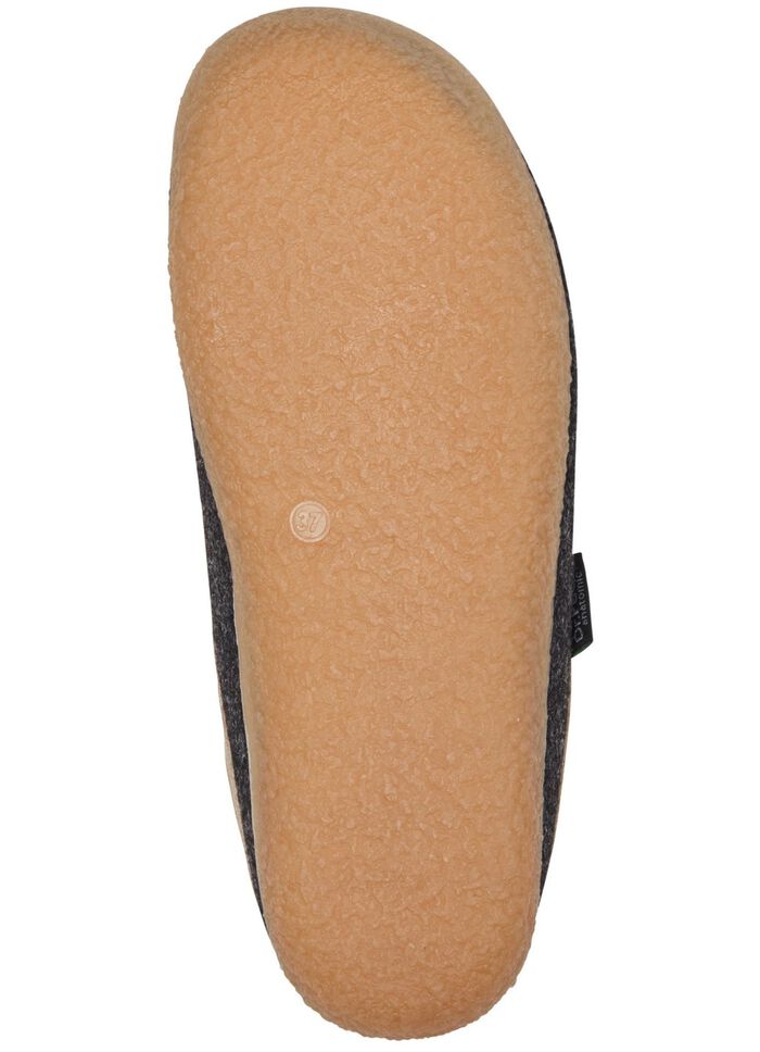 Laurina pantoffels van wolvilt met velours bies ANTRACIET