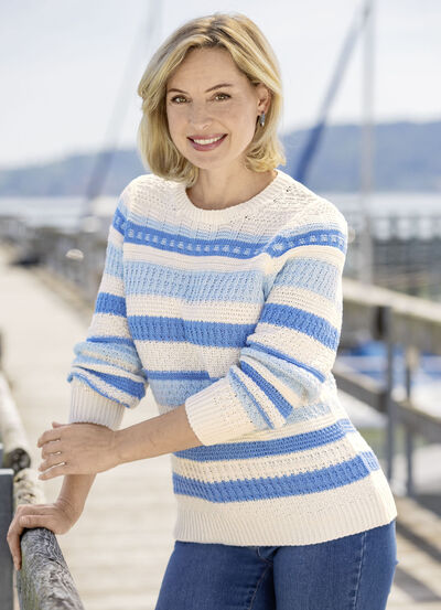 Trui met strepen in een structuurmix 