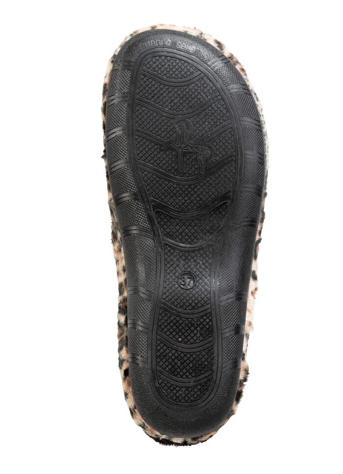 Laurina, trendy damespantoffels met luipaardmotief BRUIN-ZWART