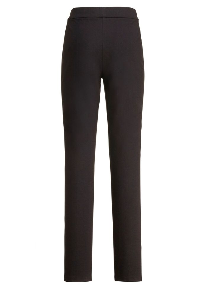 Broek in trendy materiaalmix 