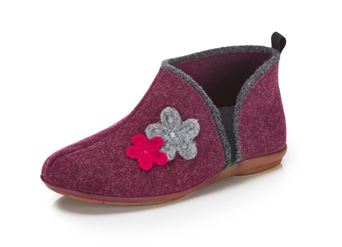 Laurina pantoffels met contrasterende gekleurde applicaties BORDEAUX