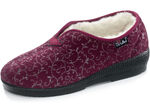 Slippers gemaakt van glanzend bedrukt veloursmateriaal BORDEAUX