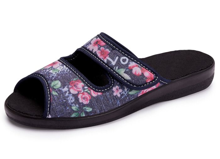 Tweepack klassieke damespantoffels, breedte H, met klittenbandsluiting 