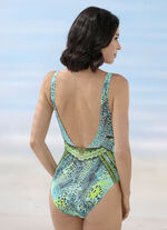 Sunflair badpak met geplaatst printdesign, zonder schelpen, bruinend 