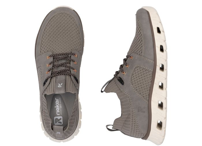 Rieker sneakers met elastische decoratieve vetersluiting TAUPE