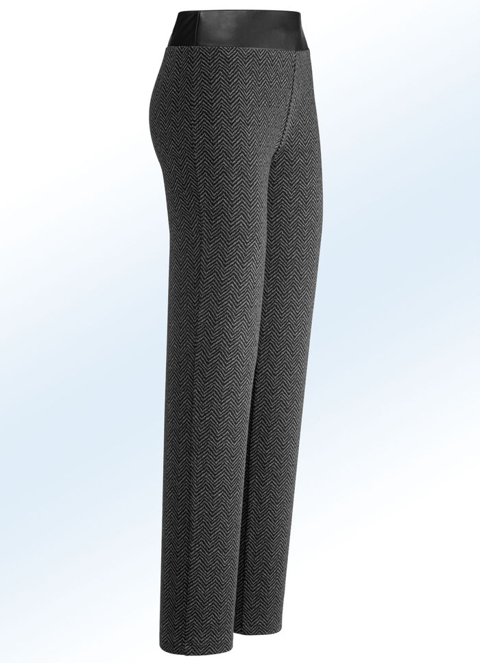 Broek in mooie visgraatlook ZWART-GRIJS